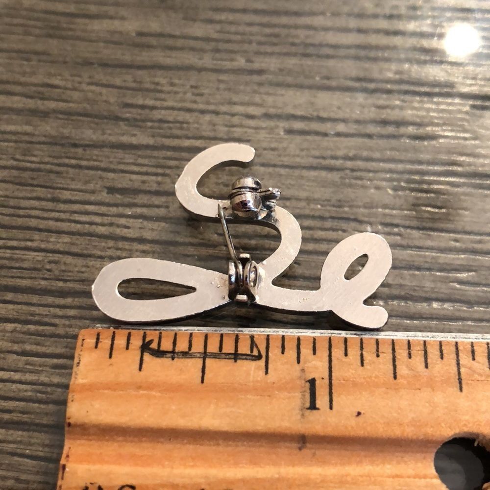 Vintage Lower Case Cursive “h” Initial Pin Silvertone - Picture 6 of 12
